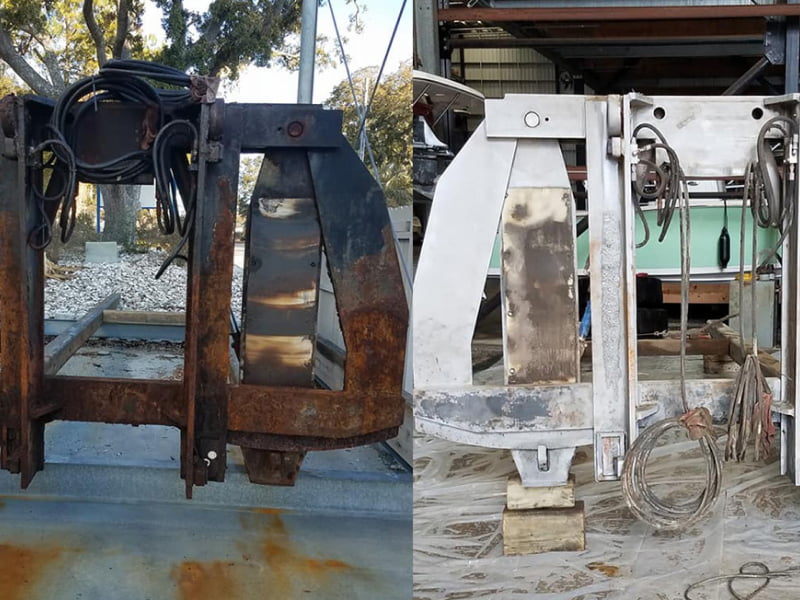 Industrial blasting before and after