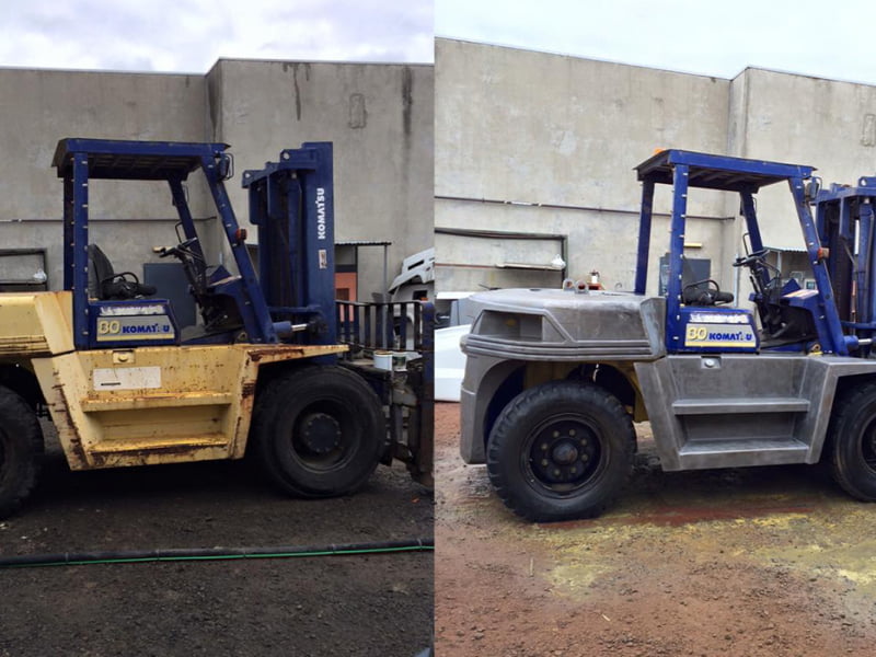 Industrial blasting before and after