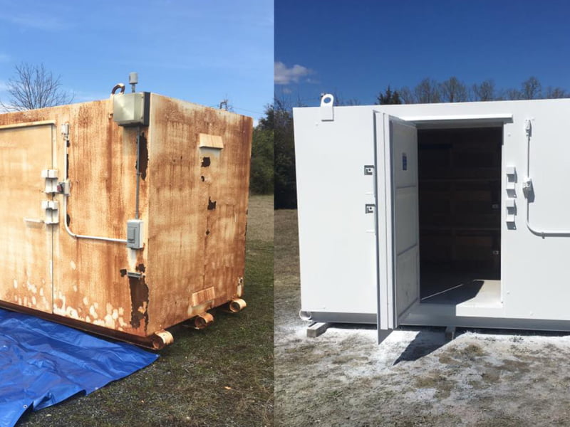 Industrial blasting before and after