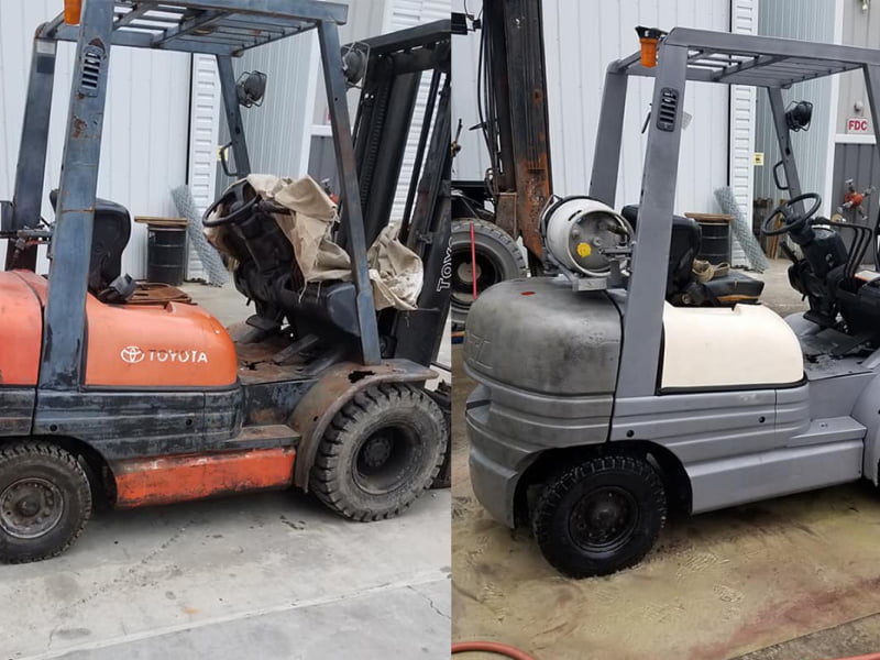 Industrial blasting before and after