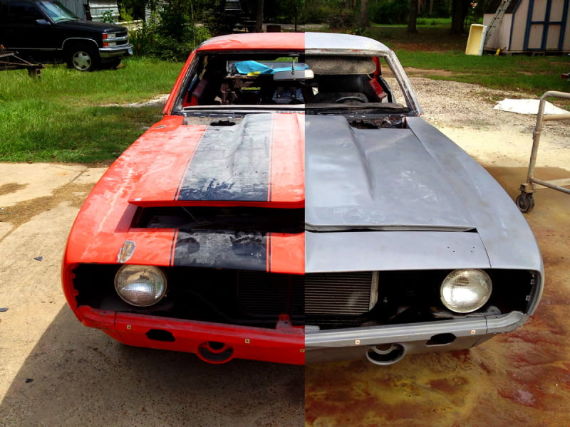 Automotive blasting before and after